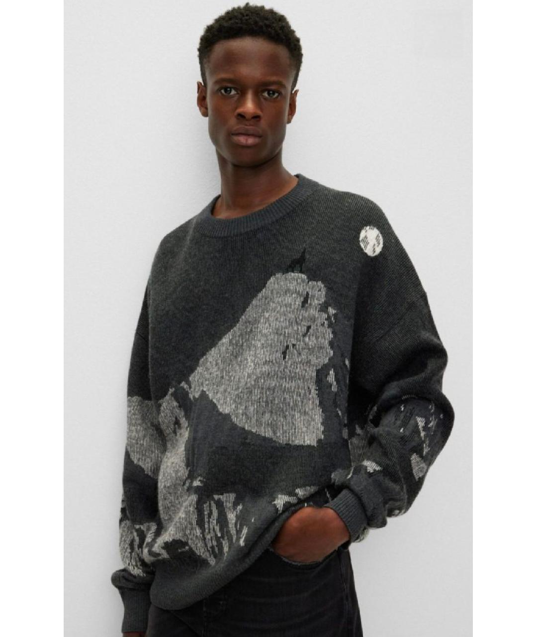 HUGO Антрацитовый шерстяной джемпер / свитер, фото 3