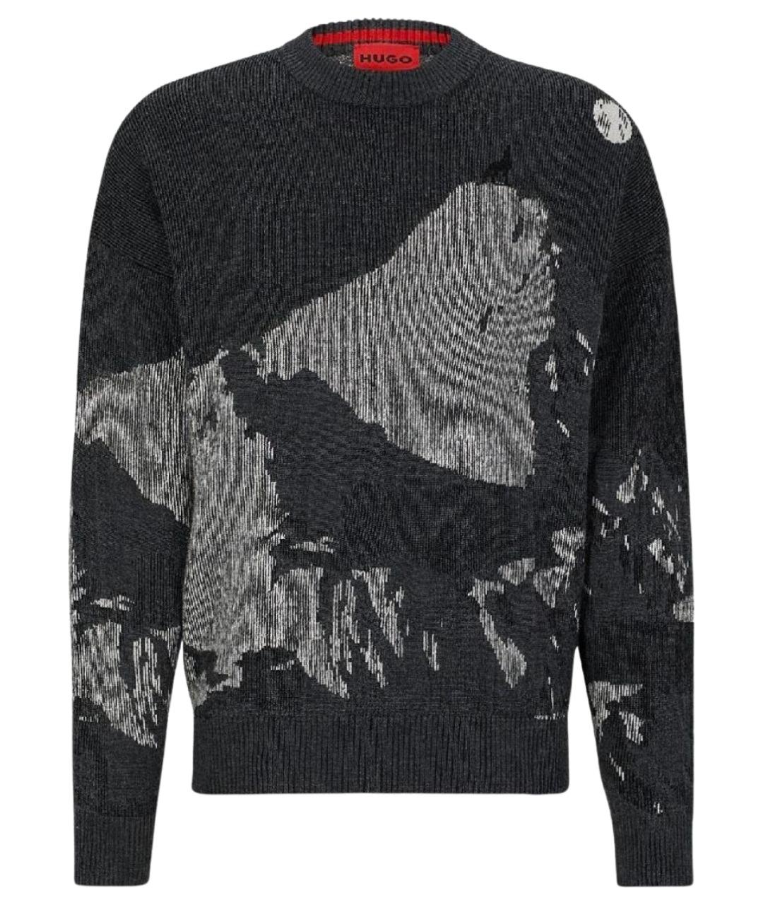 HUGO Антрацитовый шерстяной джемпер / свитер, фото 1