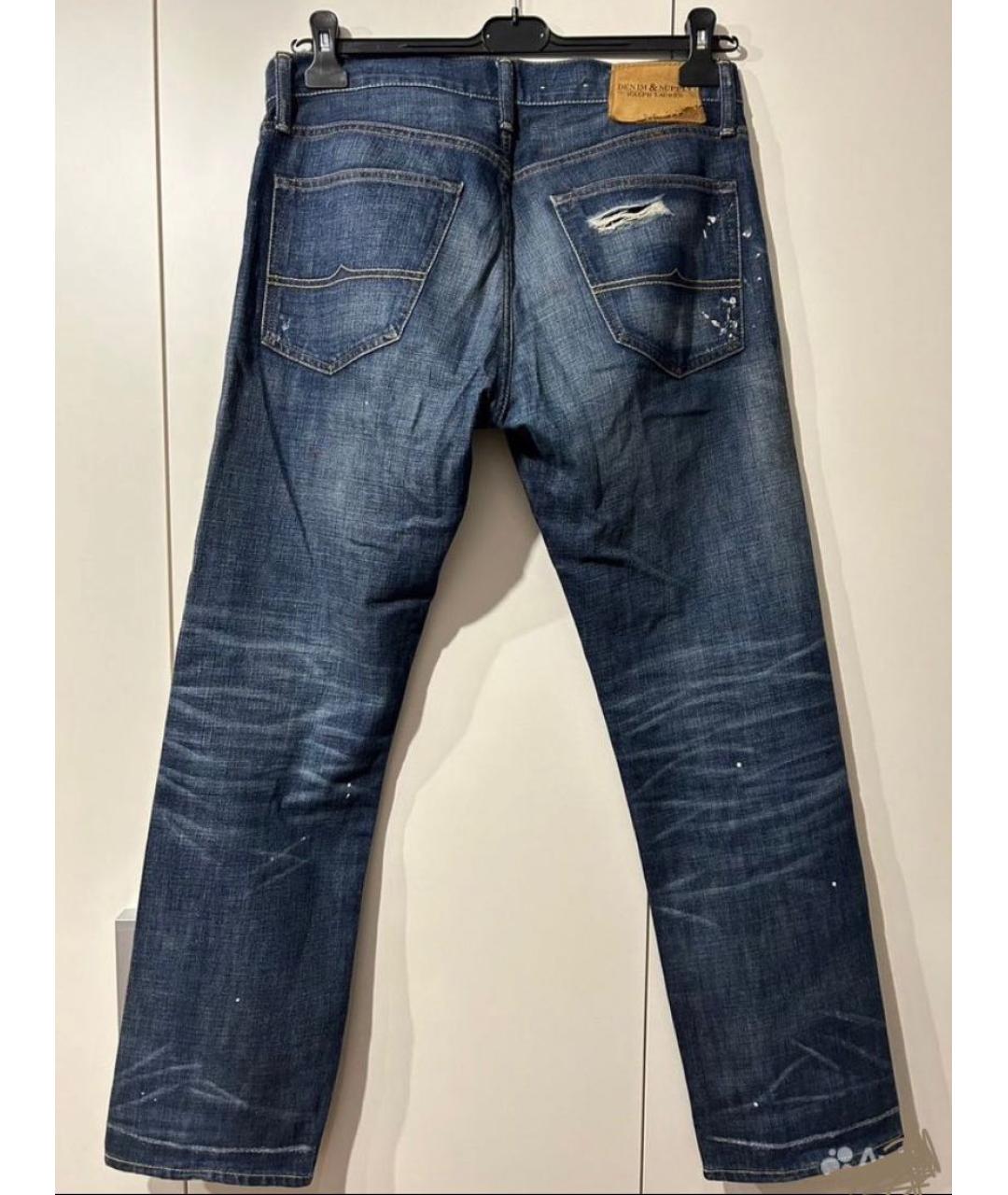 RALPH LAUREN Синие хлопковые прямые джинсы, фото 2