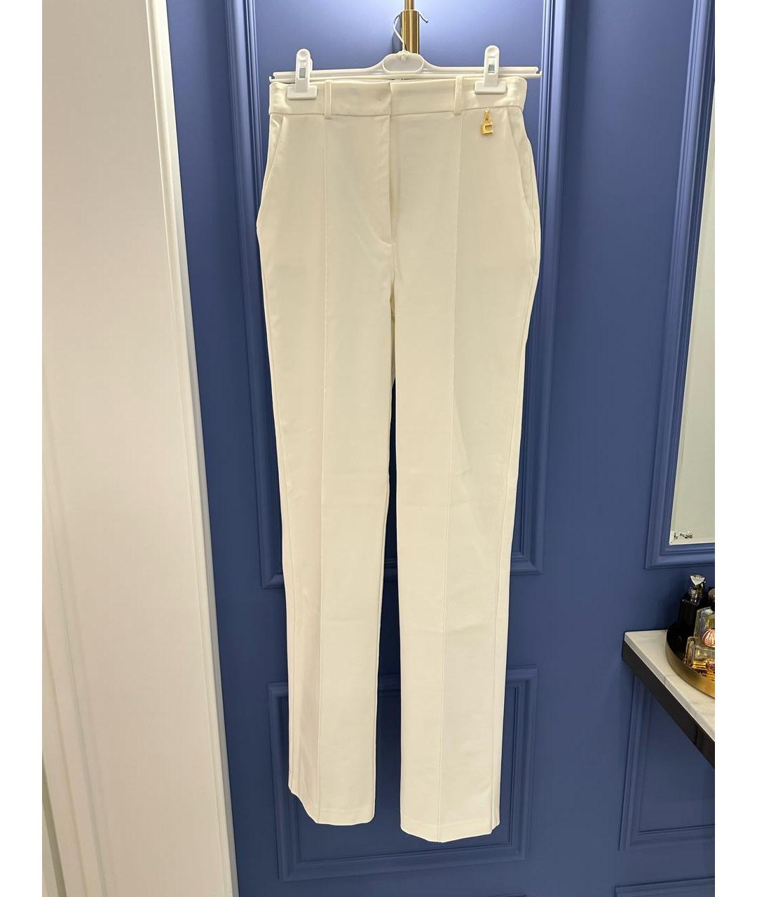 ELISABETTA FRANCHI Белые полиэстеровые прямые брюки, фото 2