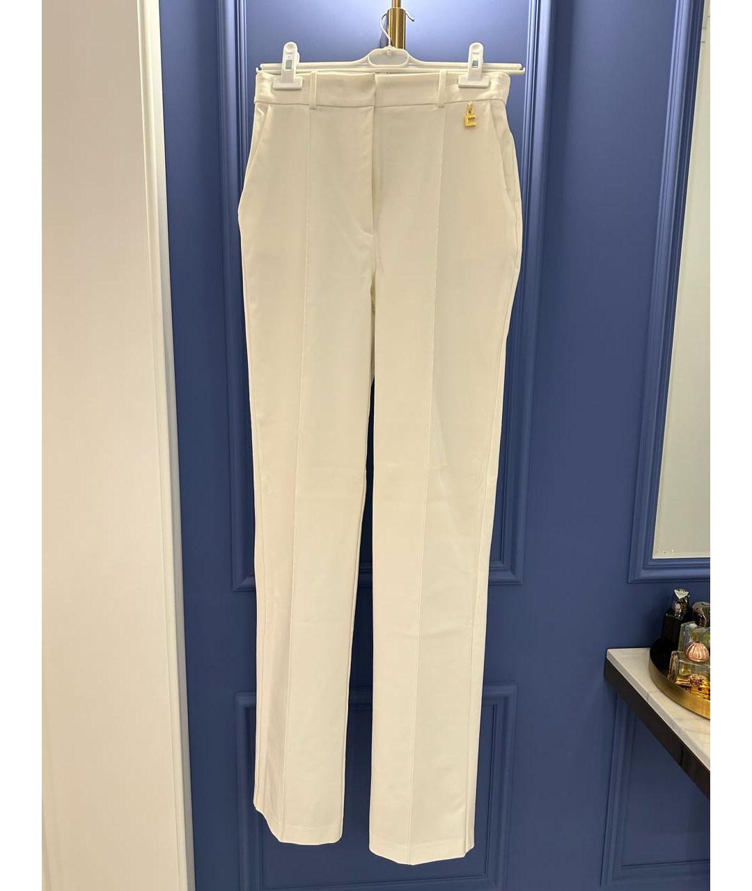 ELISABETTA FRANCHI Белые полиэстеровые прямые брюки, фото 5