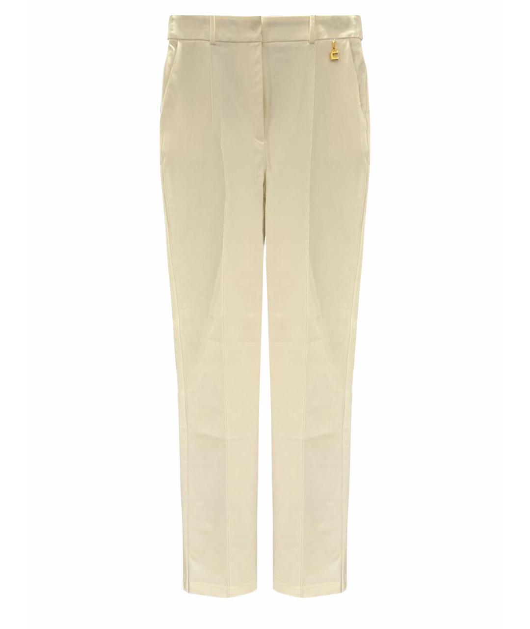 ELISABETTA FRANCHI Белые полиэстеровые прямые брюки, фото 1