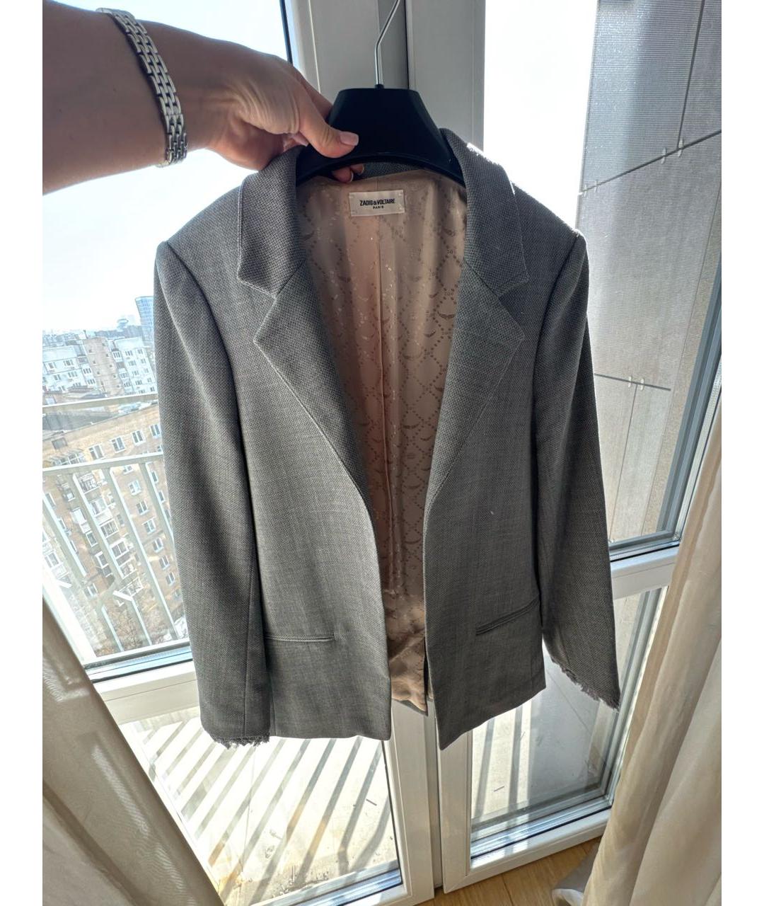 ZADIG & VOLTAIRE Серый шерстяной жакет/пиджак, фото 7