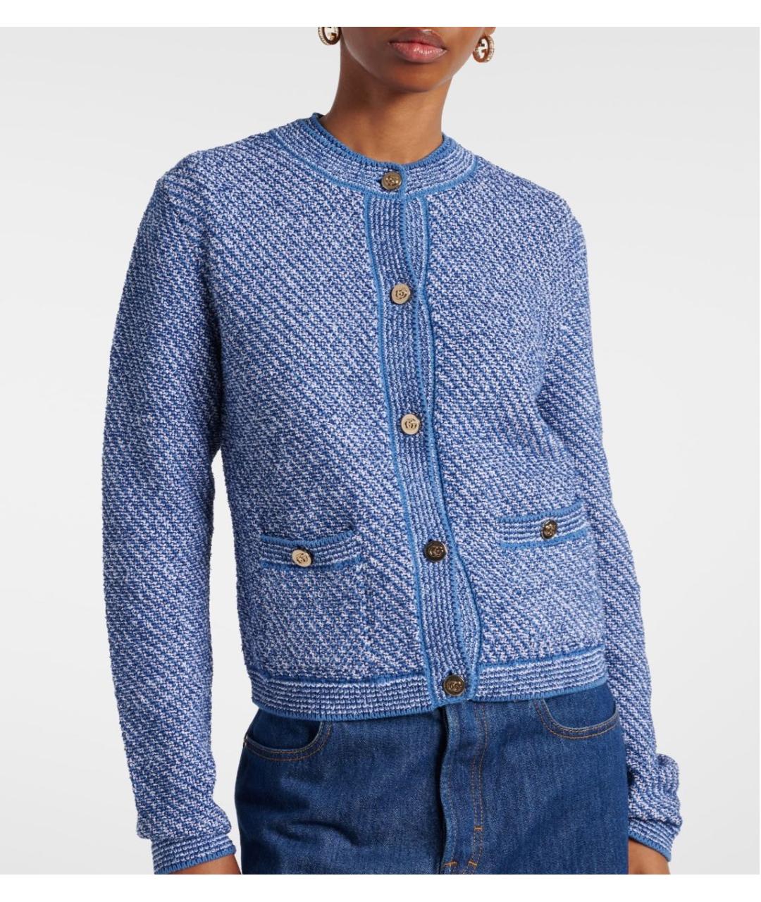 GUCCI Синий хлопковый кардиган, фото 2
