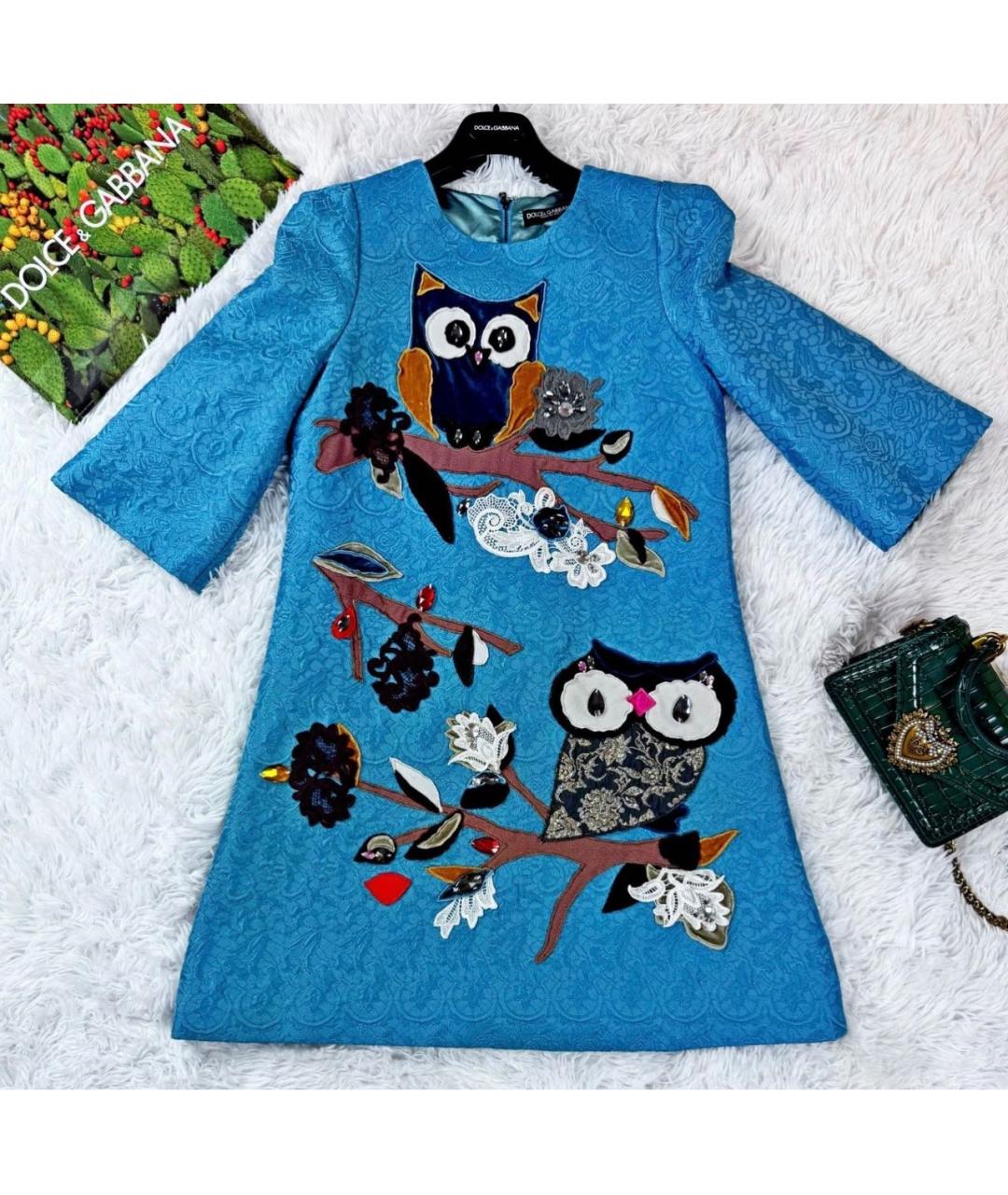 DOLCE&GABBANA Голубое вискозное вечернее платье, фото 3