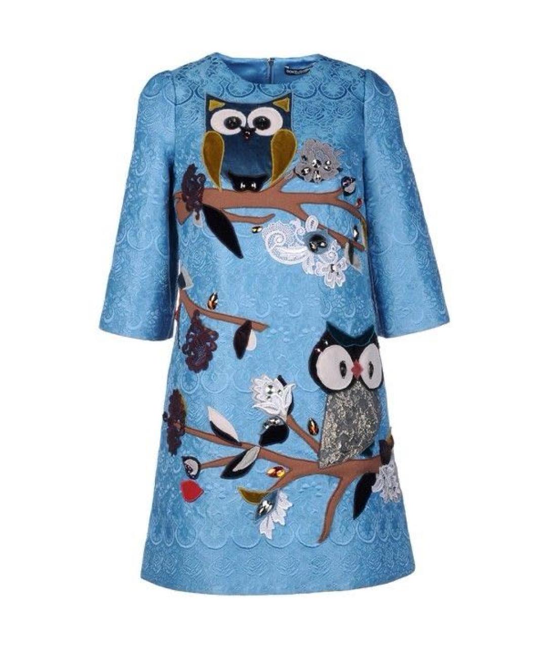 DOLCE&GABBANA Голубое вискозное вечернее платье, фото 9