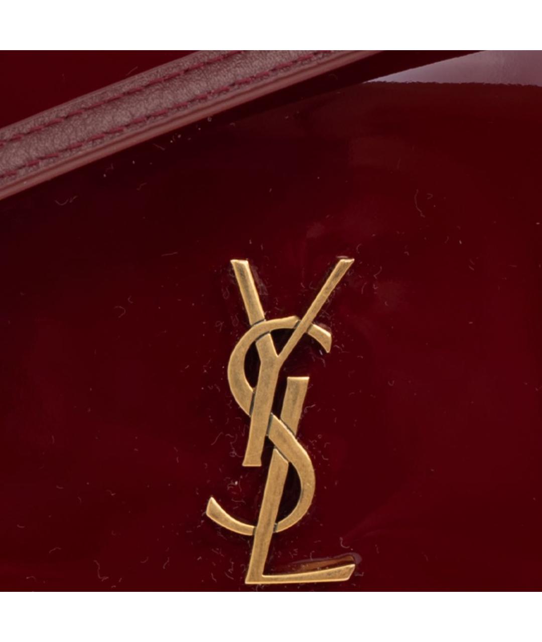 SAINT LAURENT Бордовая сумка через плечо из лакированной кожи, фото 5