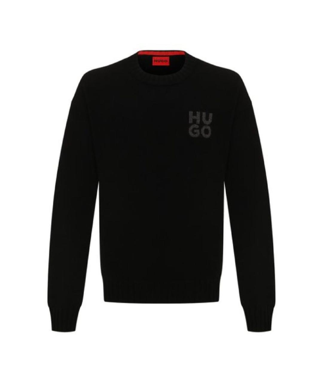 HUGO Черный шерстяной джемпер / свитер, фото 1