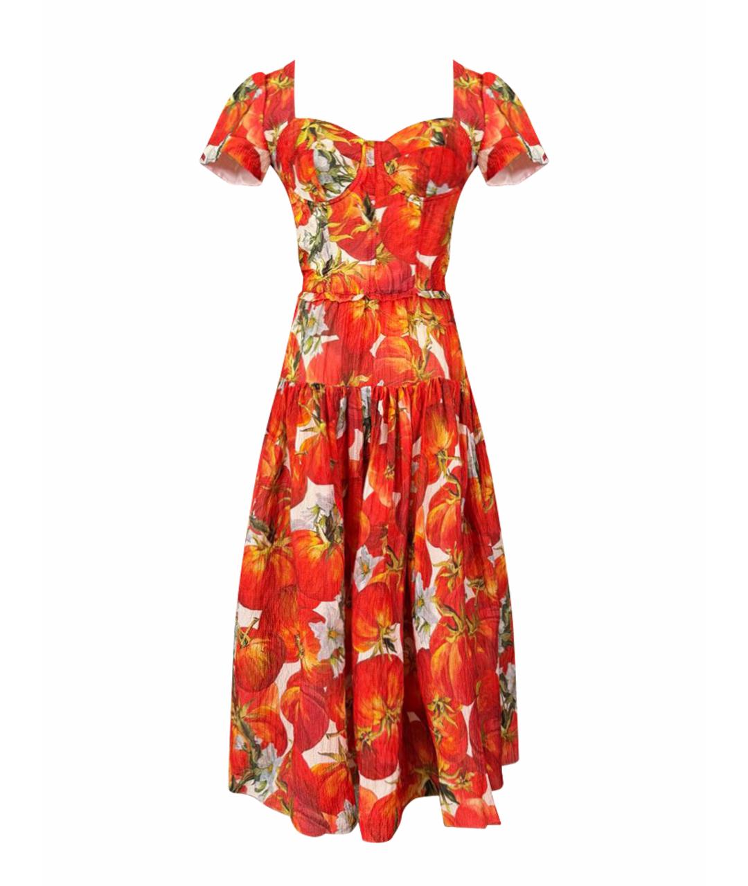 DOLCE&GABBANA Оранжевое шелковое коктейльное платье, фото 1