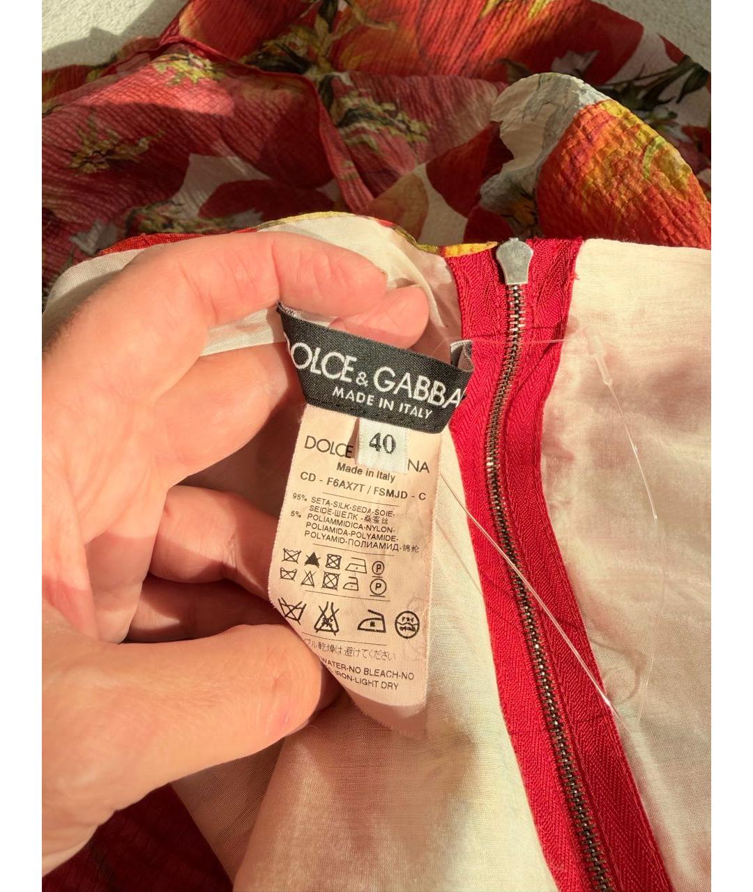 DOLCE&GABBANA Оранжевое шелковое коктейльное платье, фото 3