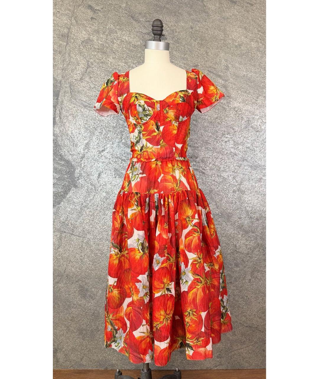 DOLCE&GABBANA Оранжевое шелковое коктейльное платье, фото 9