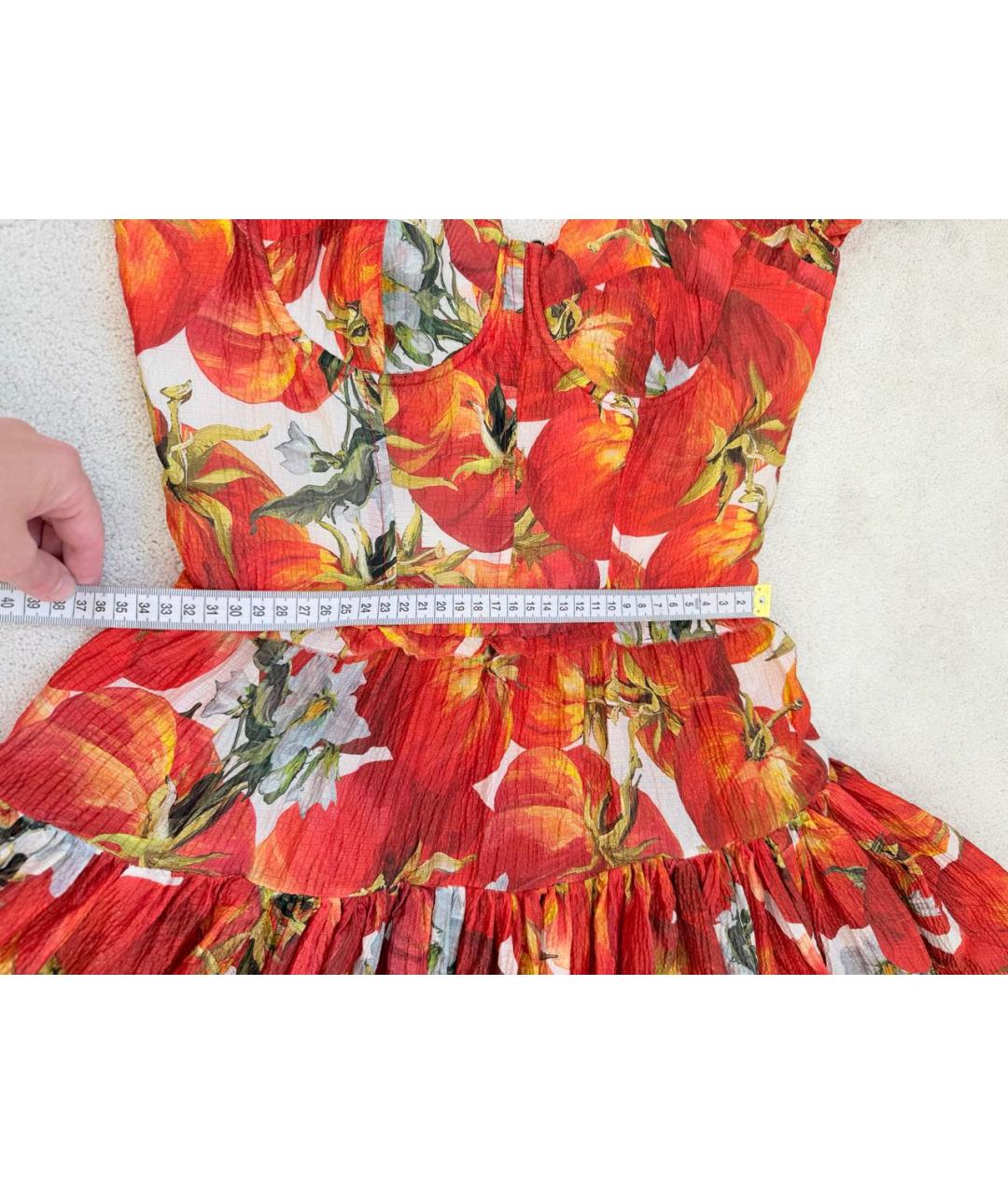 DOLCE&GABBANA Оранжевое шелковое коктейльное платье, фото 8
