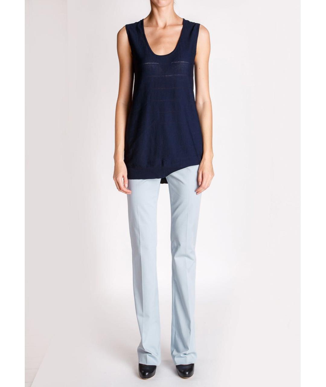 PHILOSOPHY Голубые хлопко-эластановые прямые брюки, фото 2