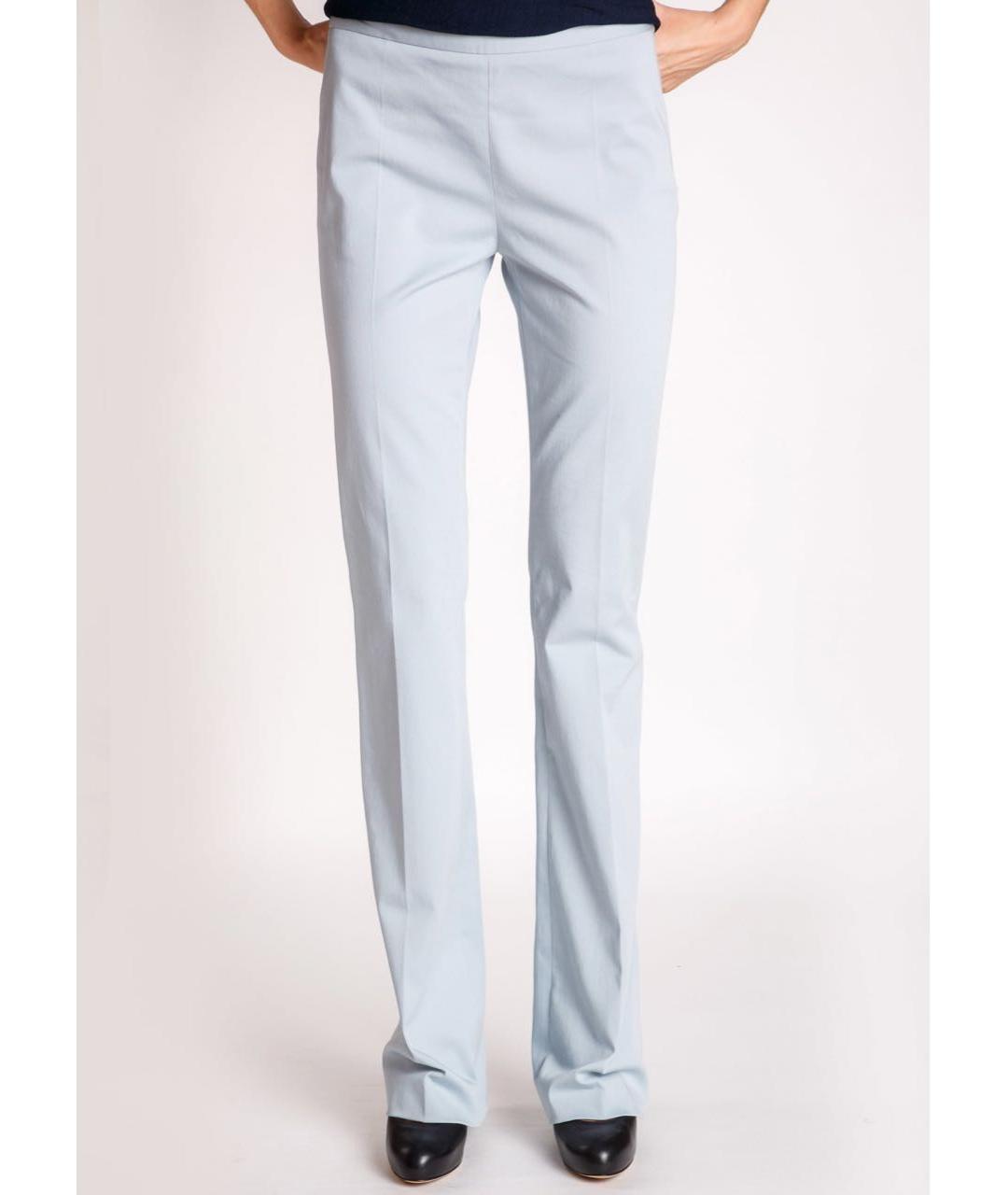 PHILOSOPHY Голубые хлопко-эластановые прямые брюки, фото 3