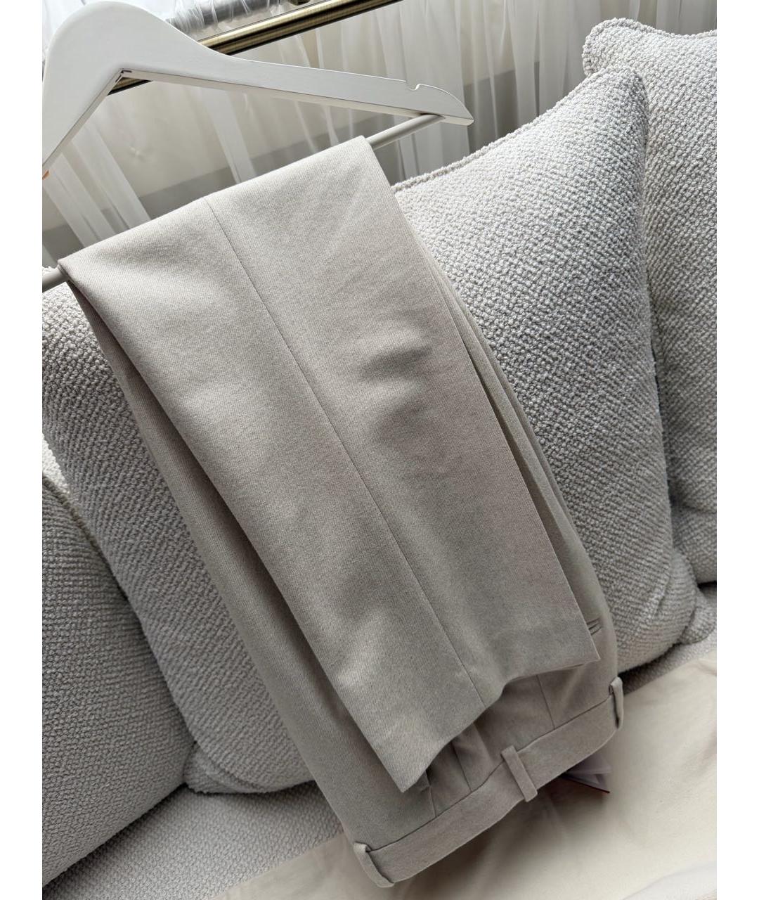 LORO PIANA Бежевые шерстяные прямые брюки, фото 8