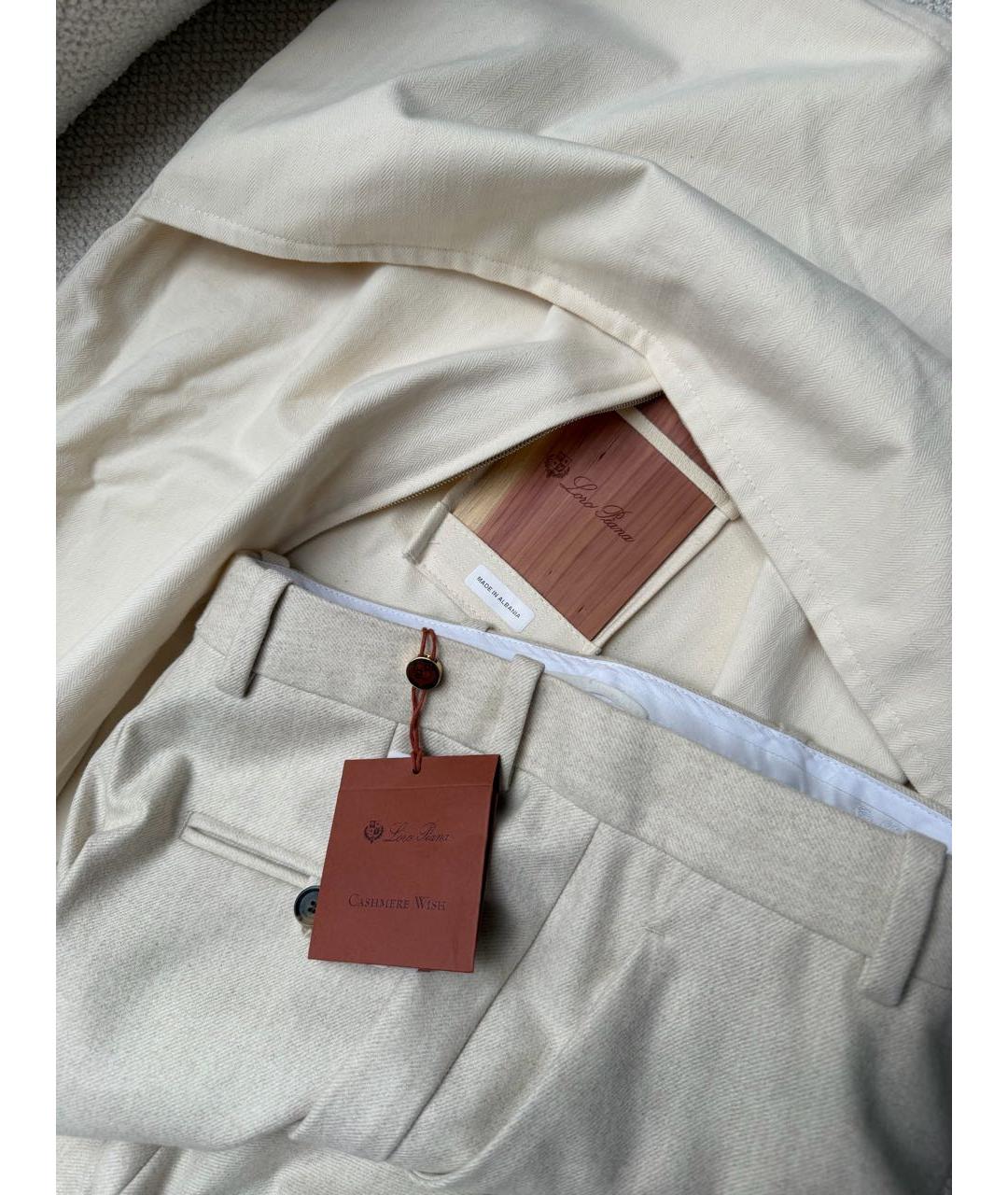 LORO PIANA Бежевые шерстяные прямые брюки, фото 7