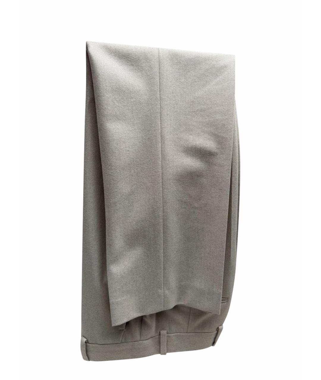 LORO PIANA Бежевые шерстяные прямые брюки, фото 1