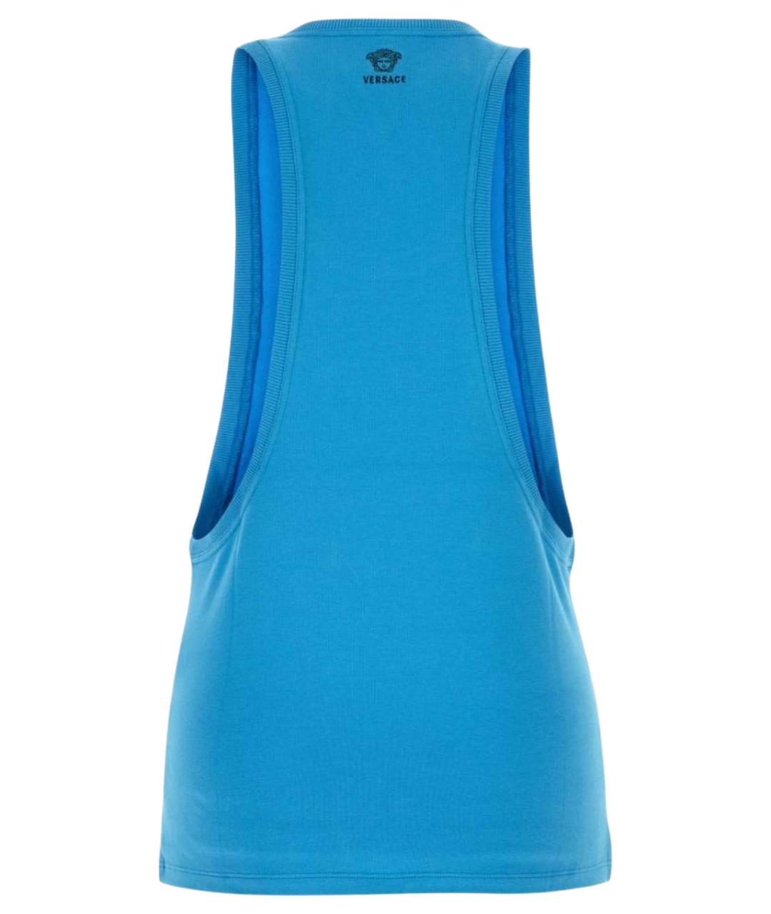 VERSACE Голубая хлопковая майка, фото 2