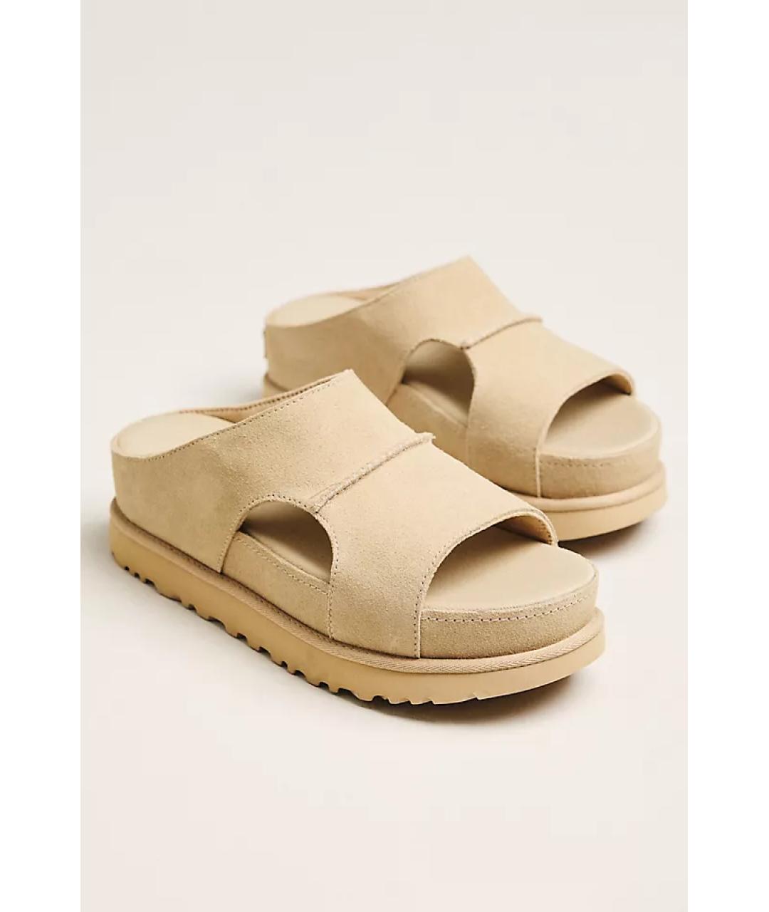 UGG AUSTRALIA Бежевые замшевые сандалии, фото 3