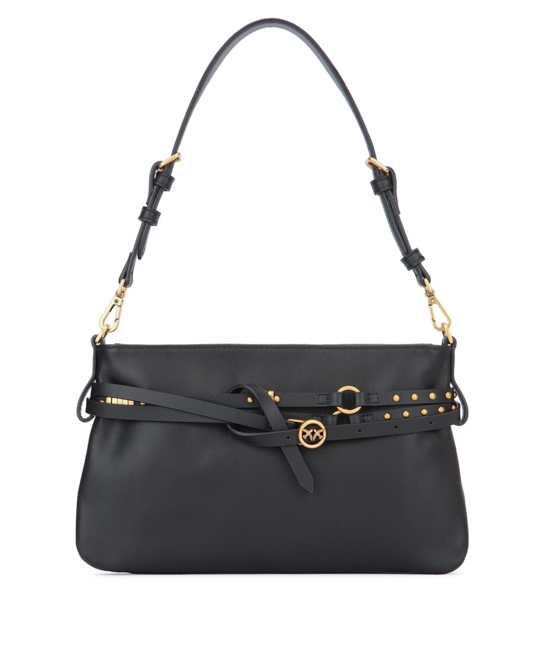 PINKO Черная кожаная сумка через плечо, фото 1