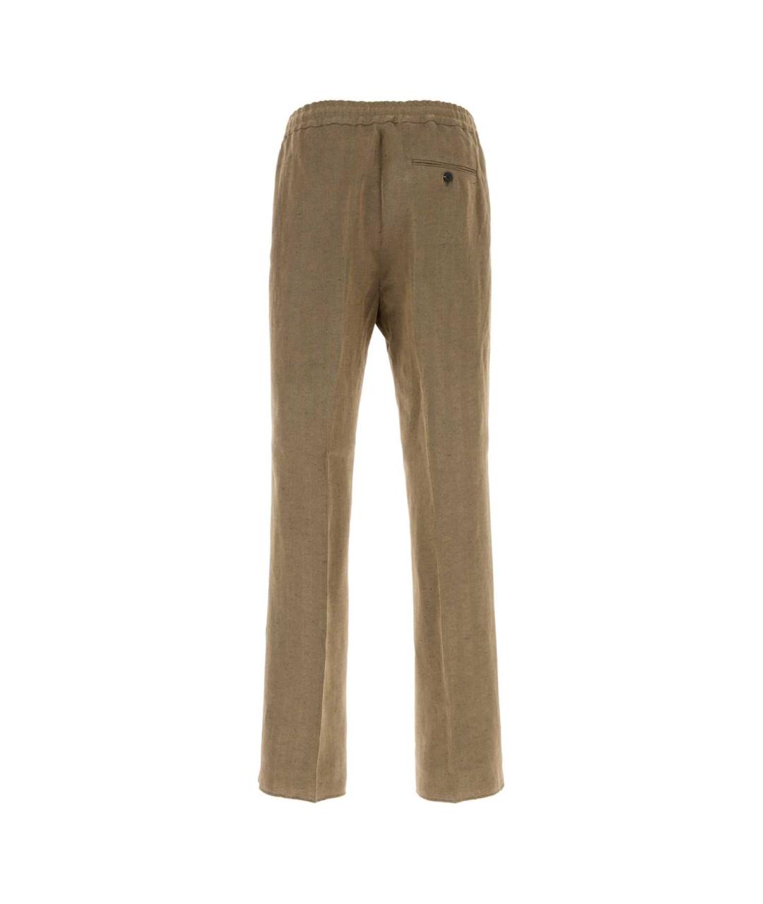 FERRAGAMO Бежевые льняные повседневные брюки, фото 2
