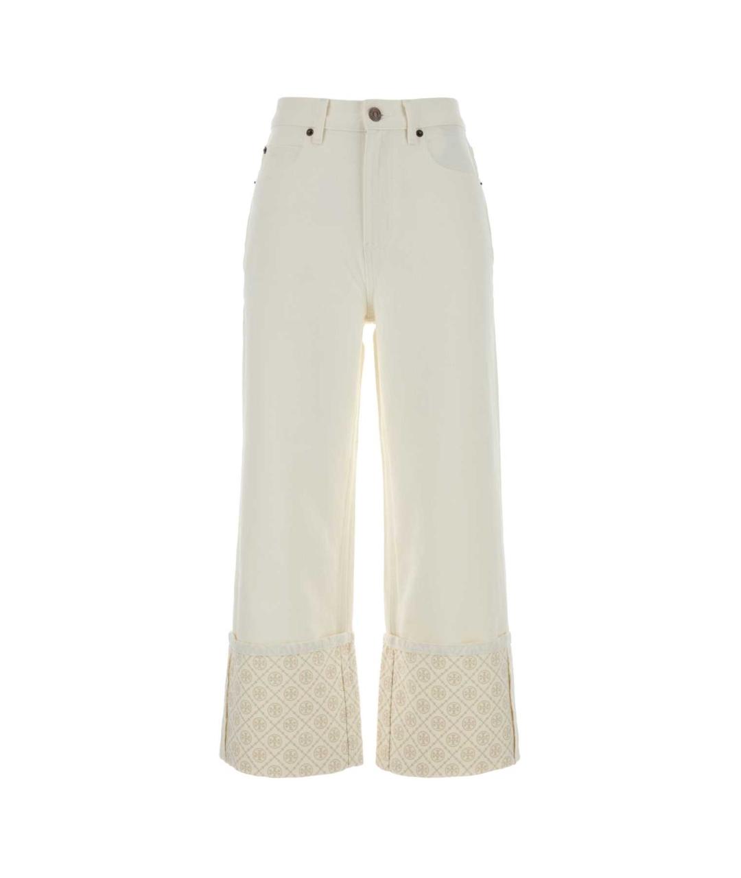 TORY BURCH Белые хлопковые прямые джинсы, фото 1