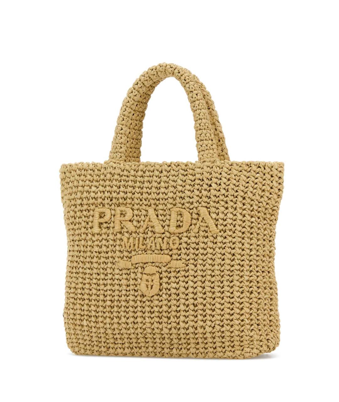 PRADA Бежевая пелетеная сумка тоут, фото 2