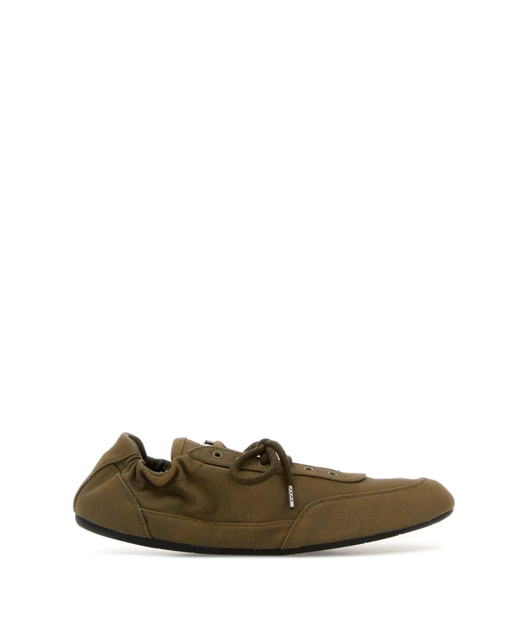 PRADA Зеленые текстильные кроссовки, фото 1