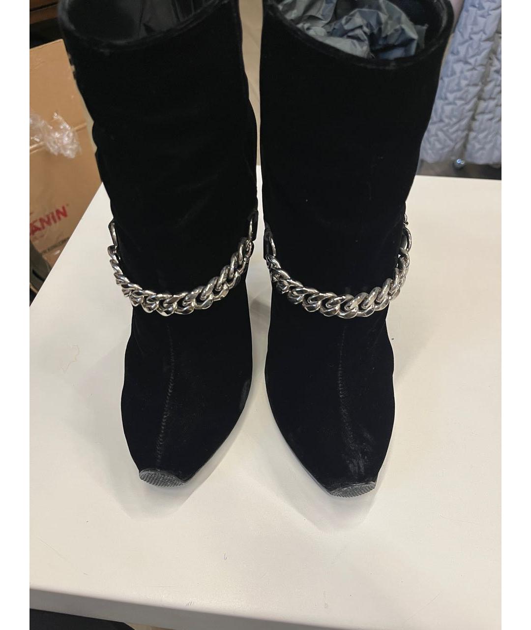 GIAMBATTISTA VALLI Черные бархатные ботильоны, фото 6