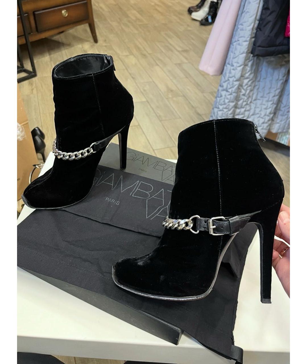 GIAMBATTISTA VALLI Черные бархатные ботильоны, фото 9