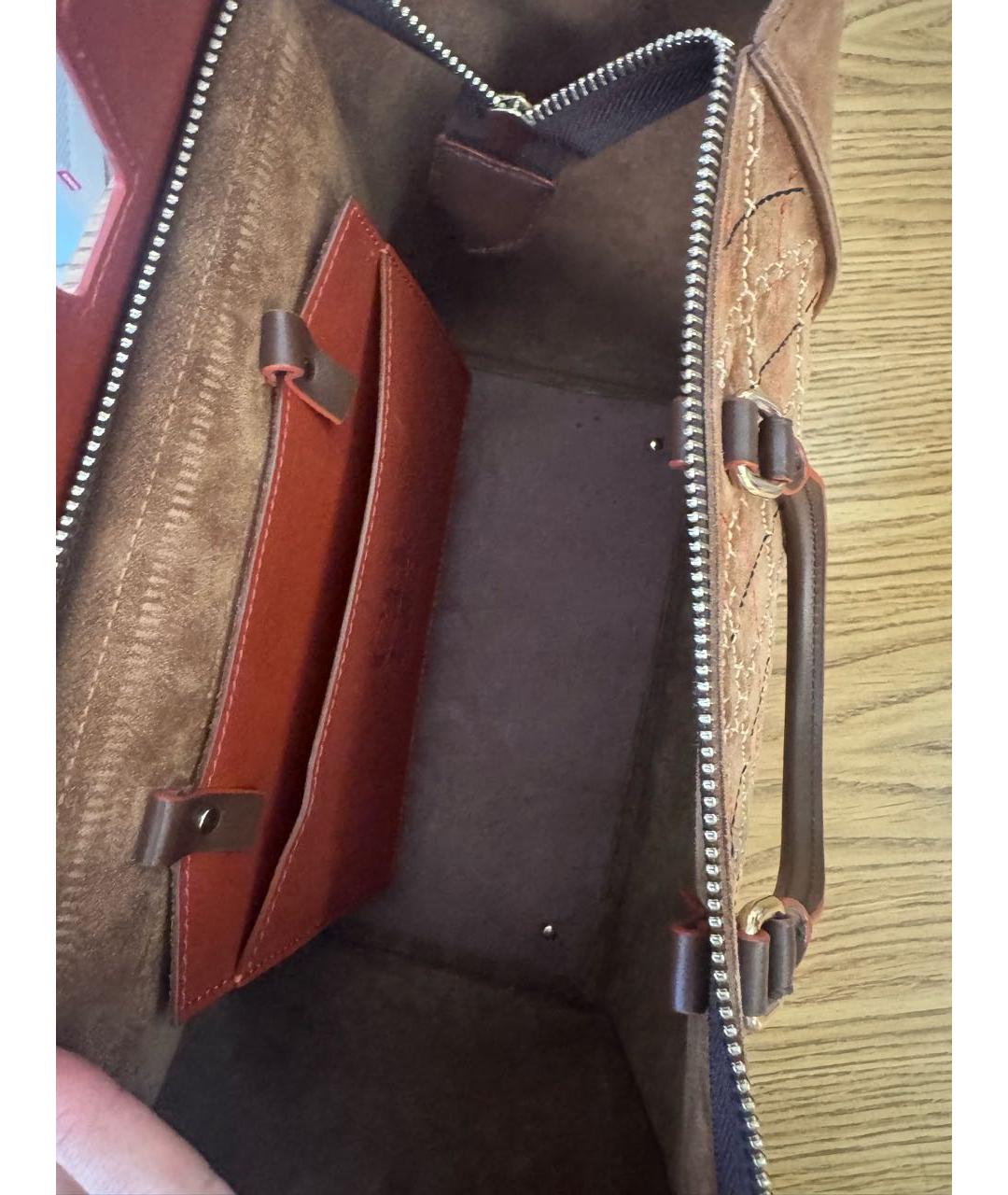 CAROLINA HERRERA Коричневая замшевая сумка с короткими ручками, фото 4