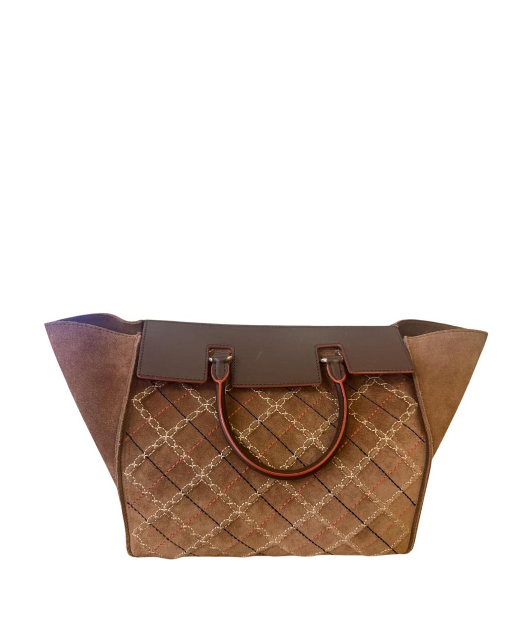 CAROLINA HERRERA Коричневая замшевая сумка с короткими ручками, фото 1