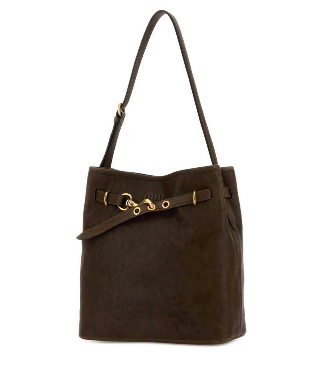 MIU MIU Коричневая кожаная сумка с короткими ручками, фото 2