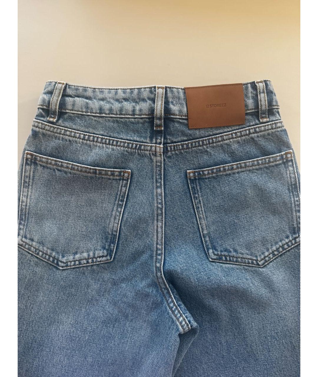 12 STOREEZ Голубые хлопковые джинсы клеш, фото 3
