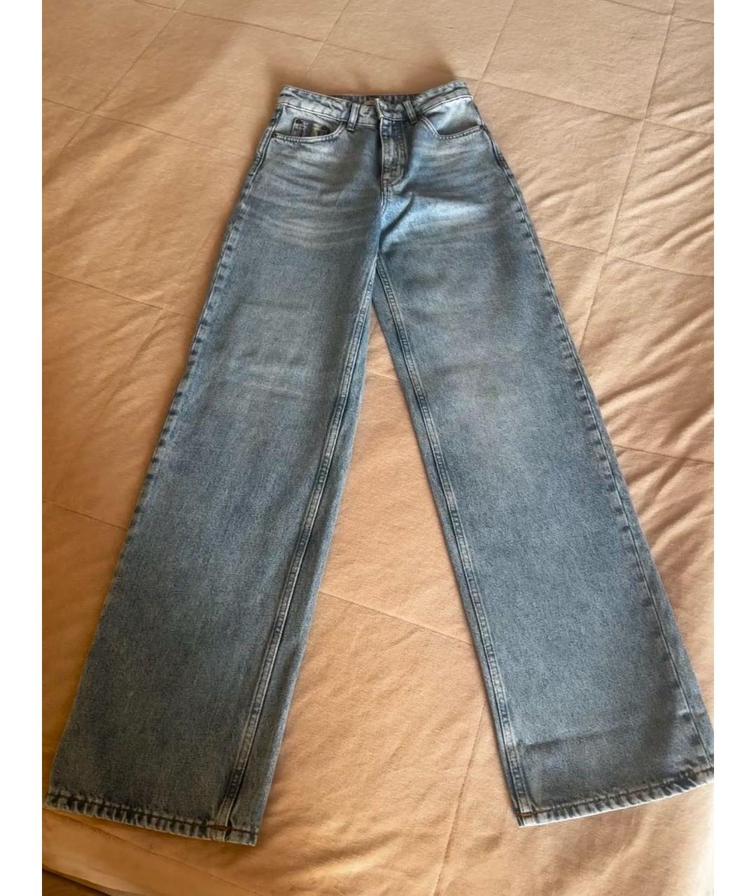 12 STOREEZ Голубые хлопковые джинсы клеш, фото 5