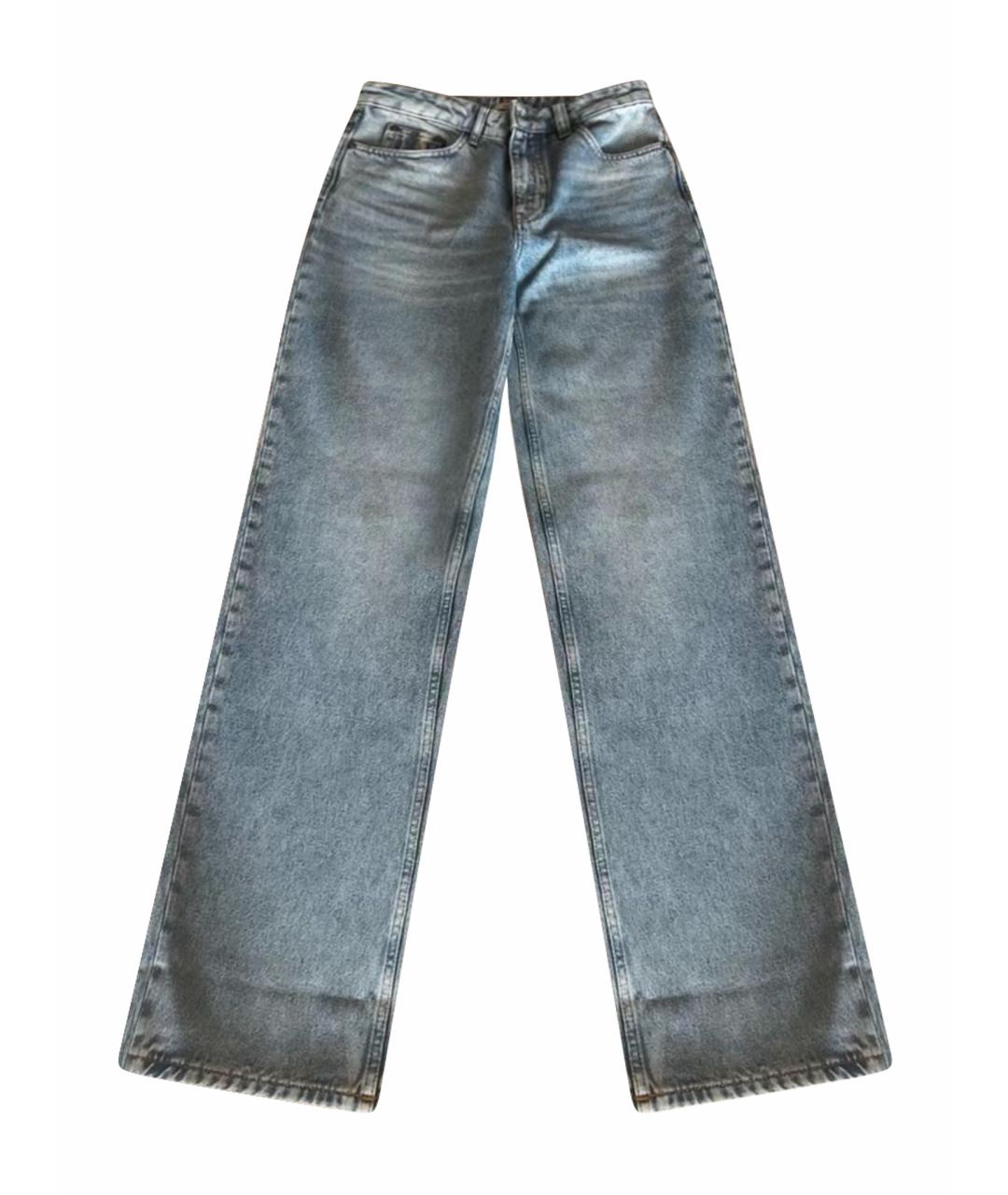12 STOREEZ Голубые хлопковые джинсы клеш, фото 1