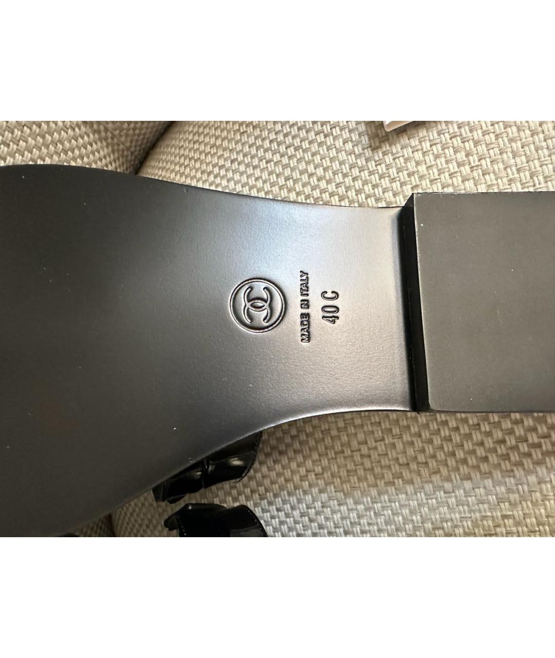 CHANEL Черные кожаные шлепанцы, фото 5