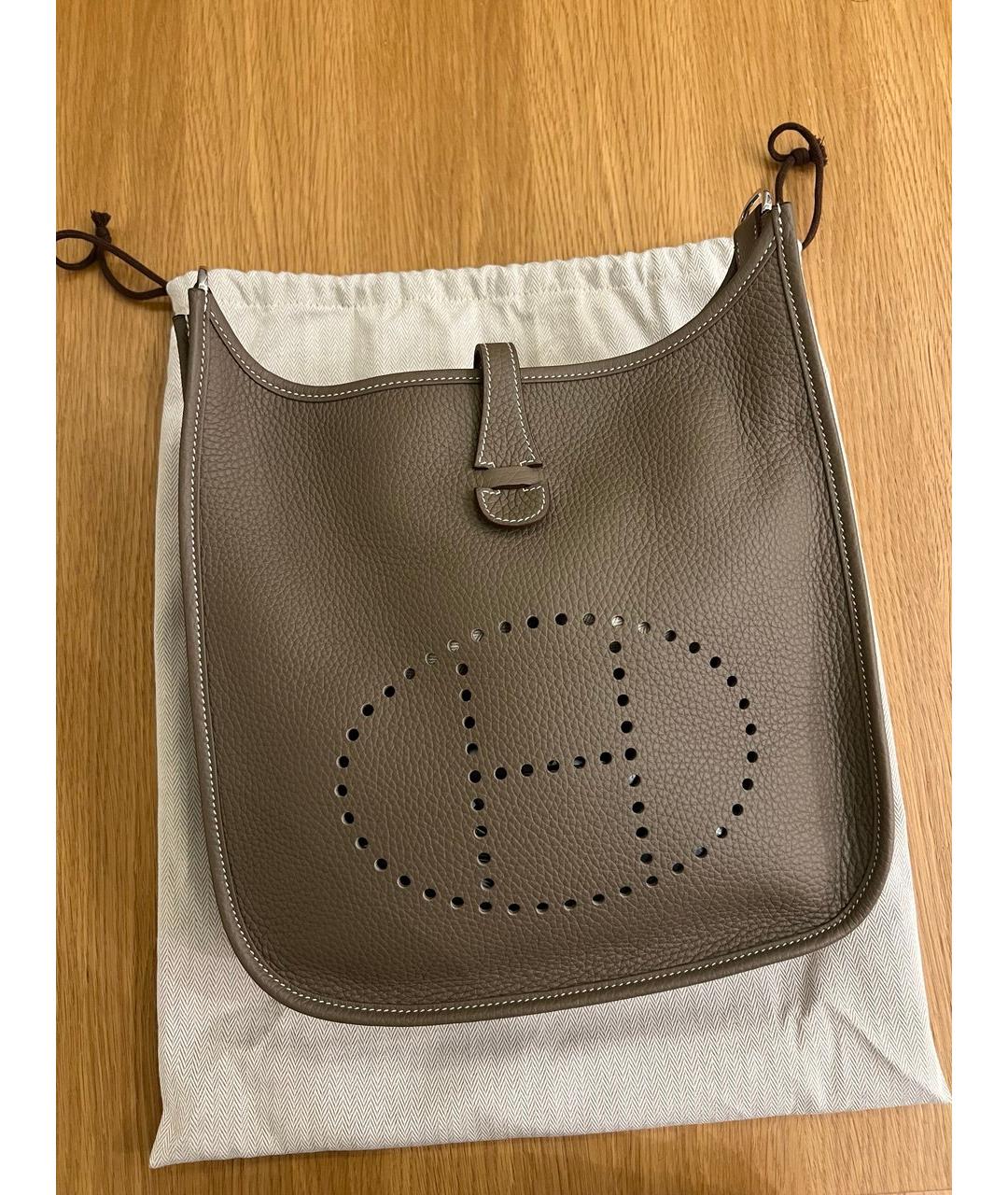 HERMES Серая кожаная сумка через плечо, фото 2