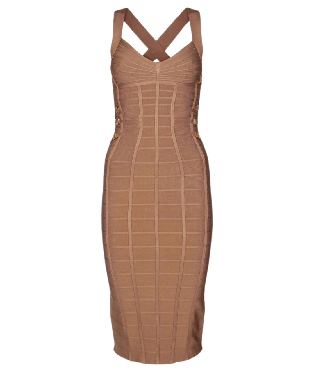 ELISABETTA FRANCHI Коричневое вискозное коктейльное платье, фото 1