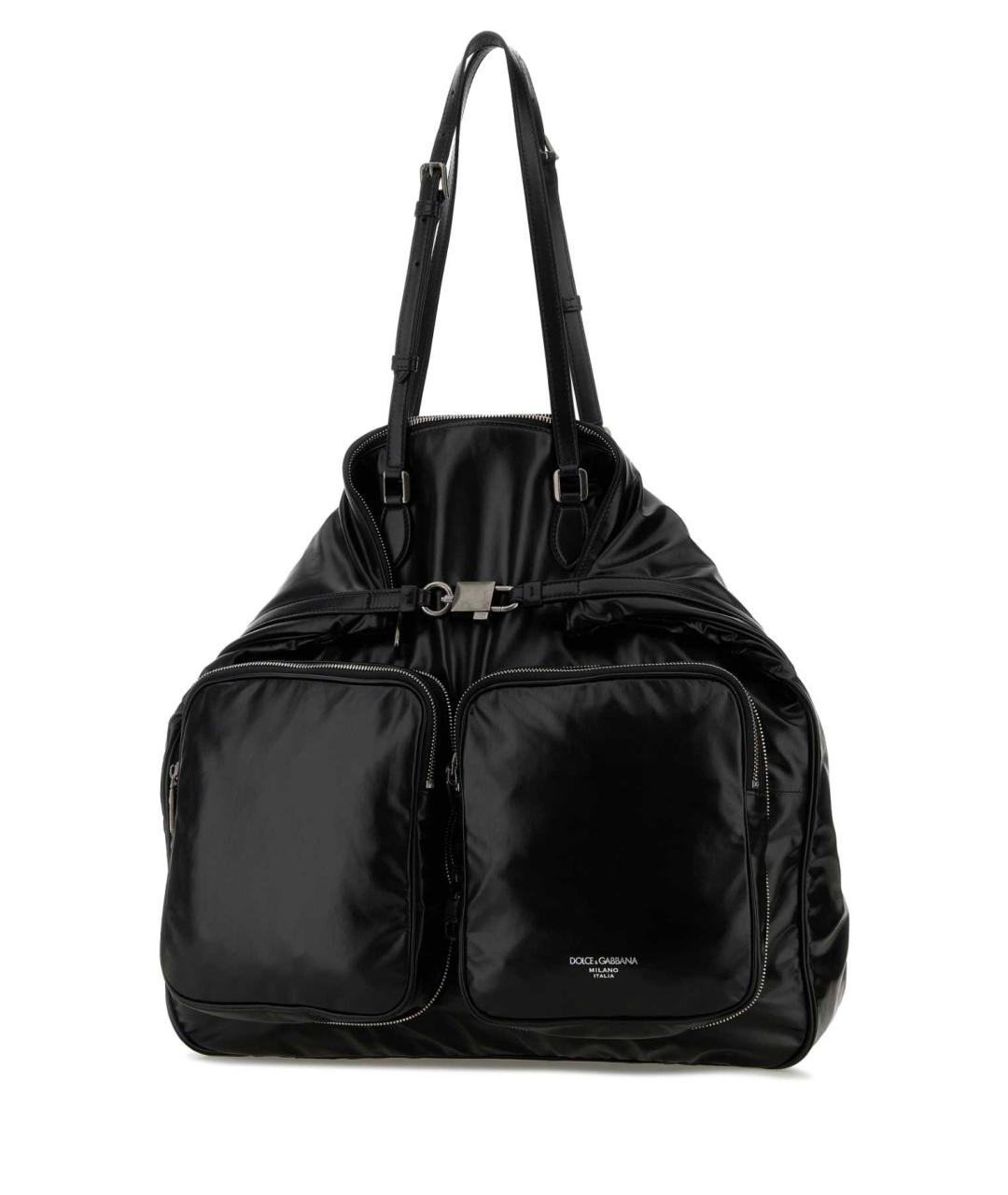 DOLCE&GABBANA Черная кожаная сумка тоут, фото 2