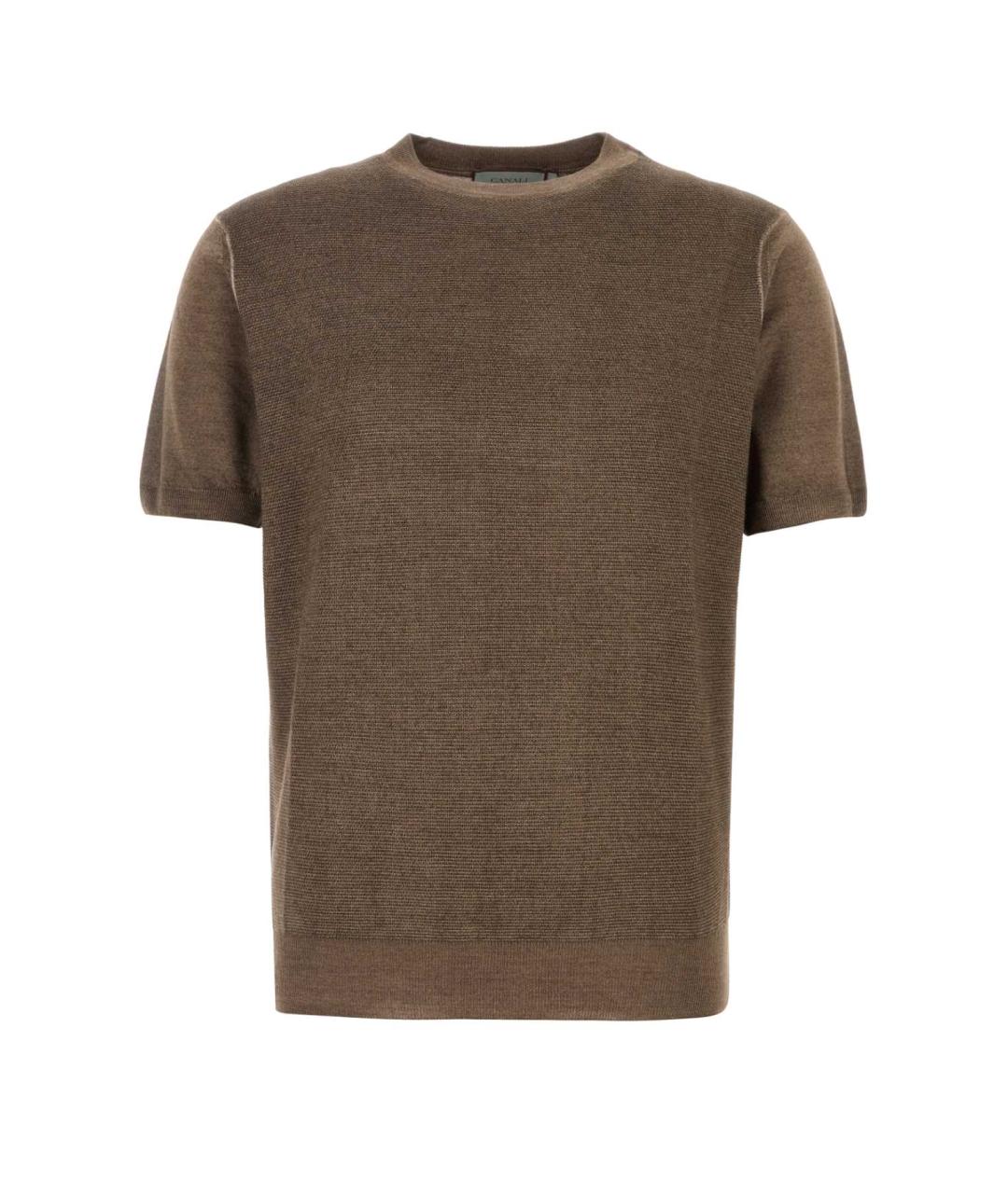 CANALI Коричневое поло с коротким рукавом, фото 1