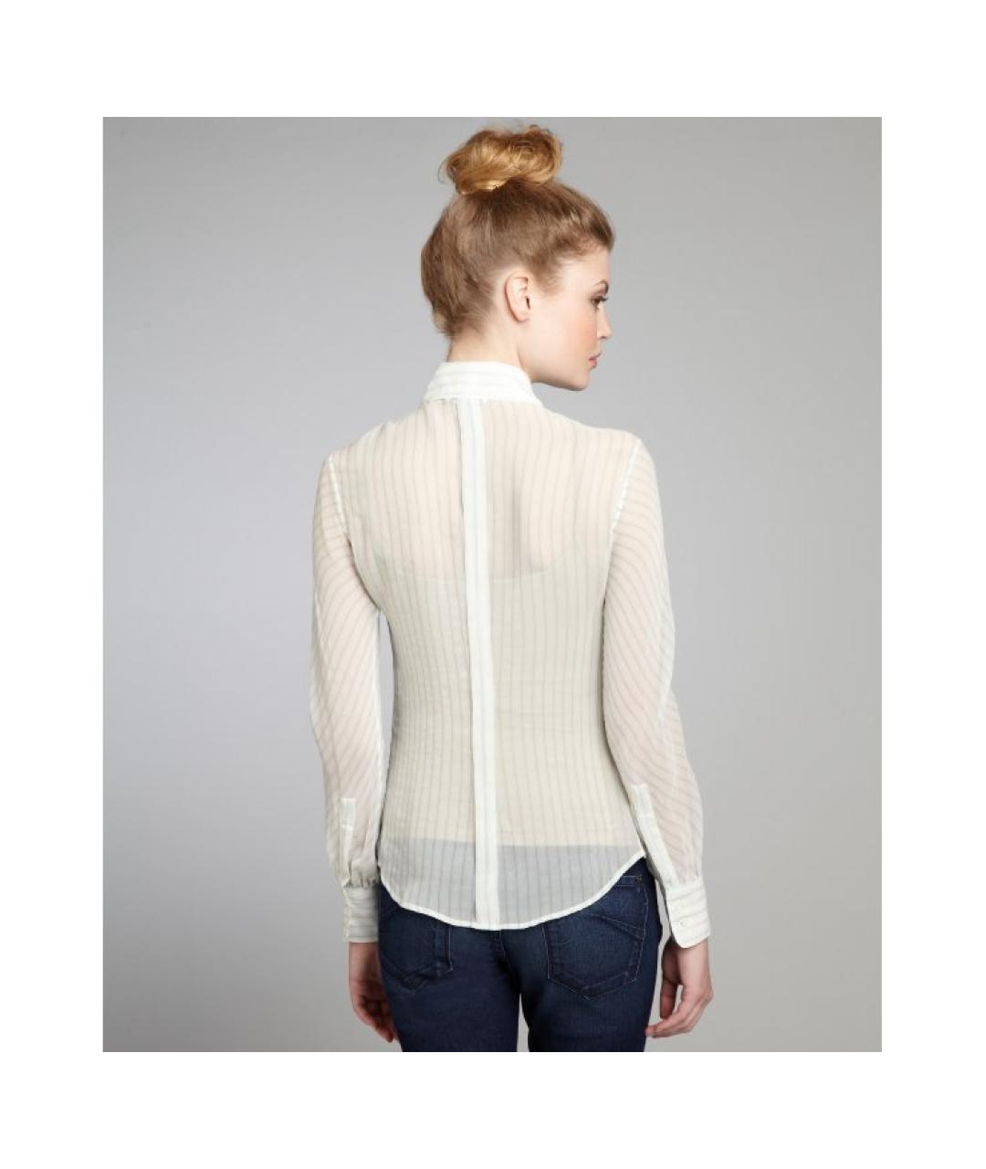 LORO PIANA Бирюзовая шелковая блузы, фото 7