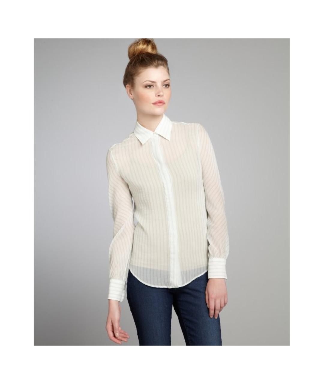 LORO PIANA Бирюзовая шелковая блузы, фото 6