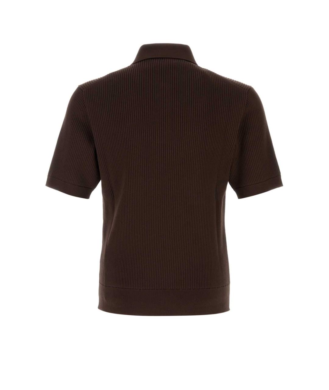 DOLCE&GABBANA Коричневое хлопковое поло с коротким рукавом, фото 2