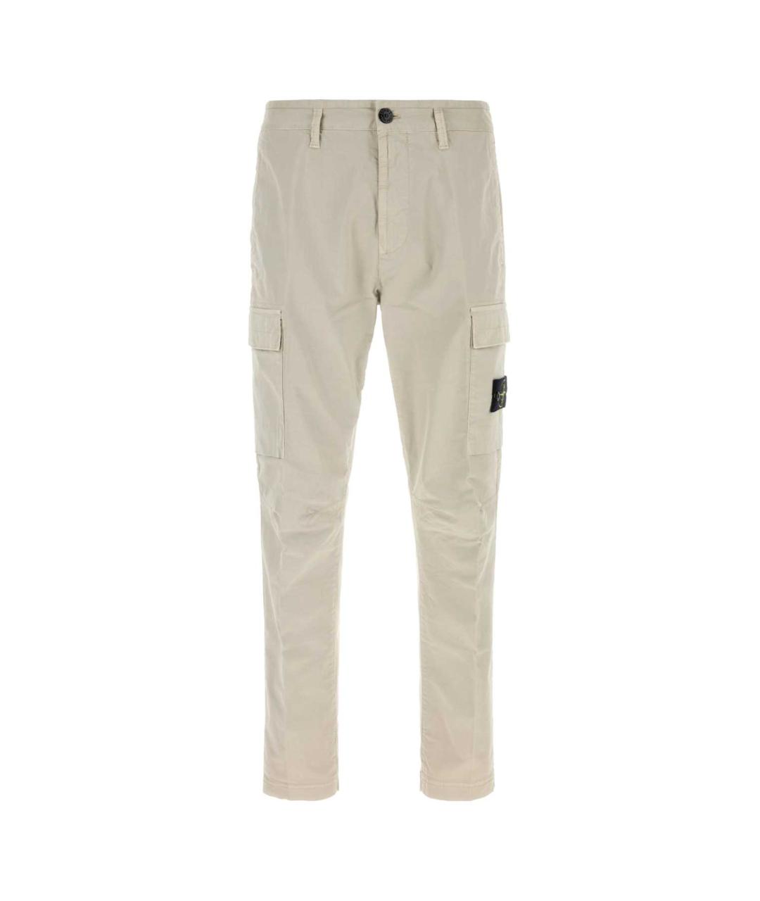 STONE ISLAND Бежевые хлопковые повседневные брюки, фото 1