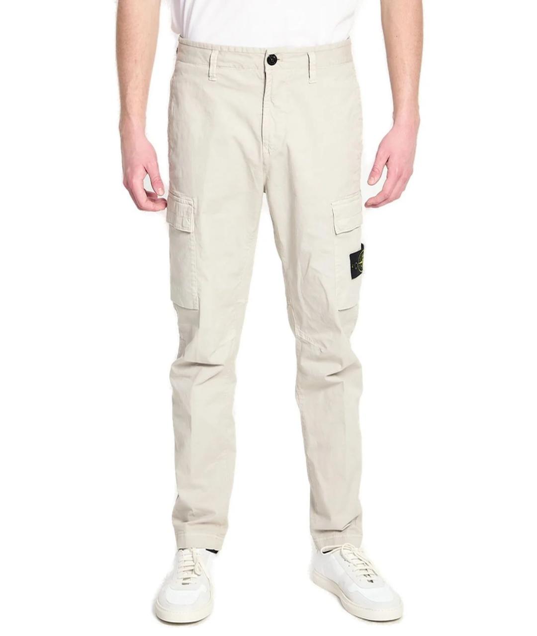 STONE ISLAND Бежевые хлопковые повседневные брюки, фото 3
