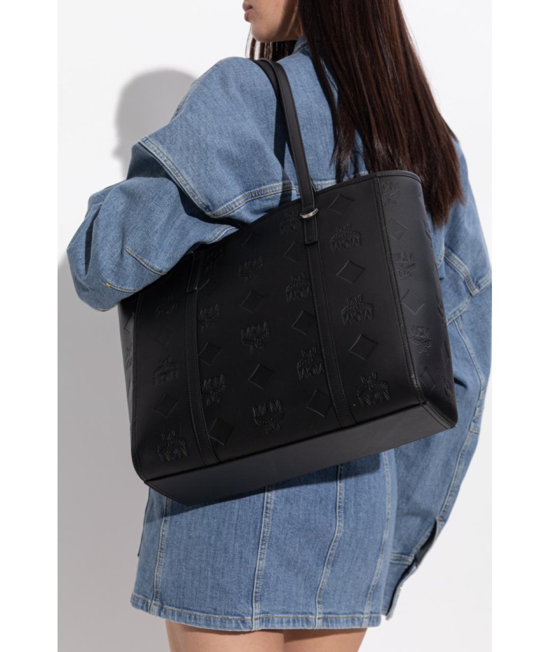 MCM Черная синтетическая сумка тоут, фото 4