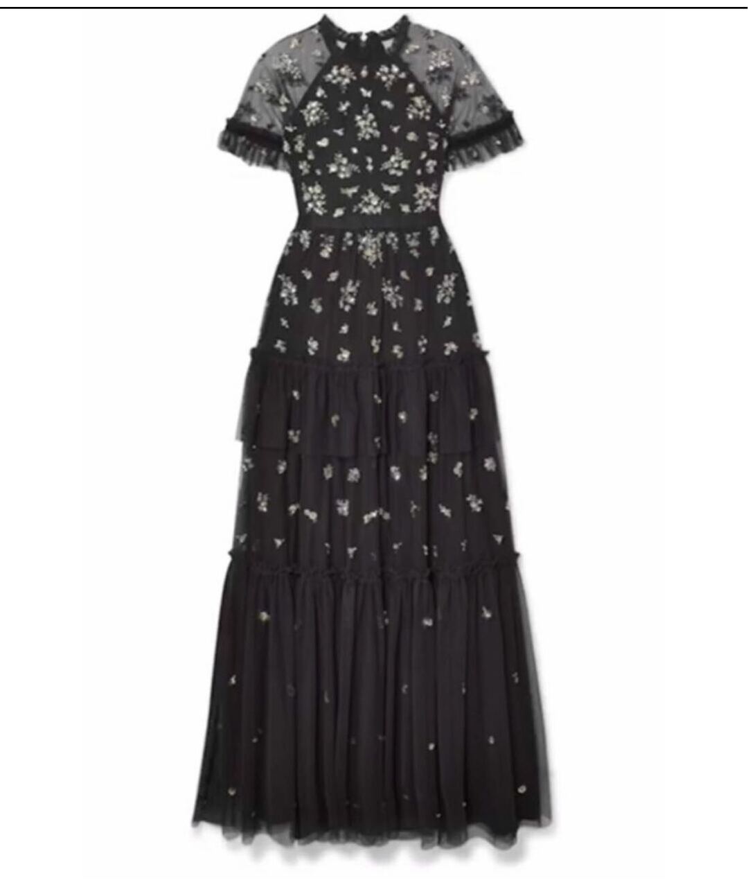 NEEDLE & THREAD Черное сетчатое повседневное платье, фото 5