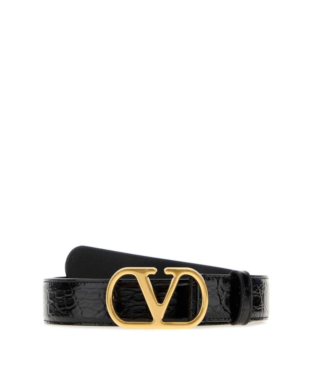 VALENTINO Черный кожаный ремень, фото 1