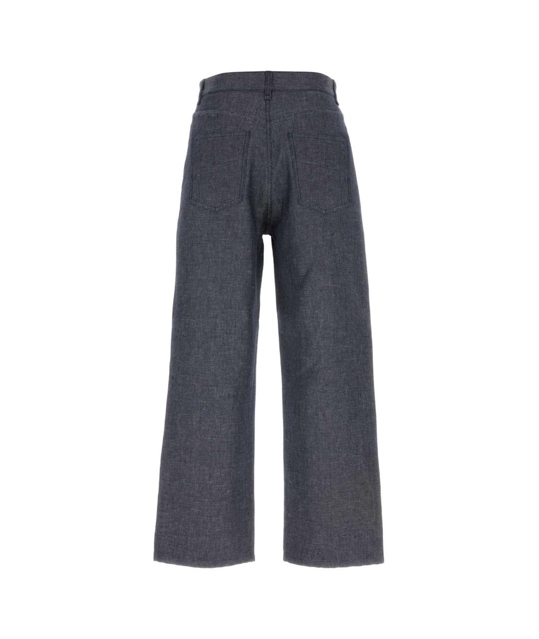 FENDI Синие хлопко-леновые прямые джинсы, фото 2